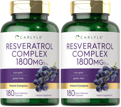 Carlyle Resveratrol 1800mg bottle showing premium packaging for daily wellness