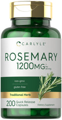 Carlyle Rosemary Capsules bottle displaying 1200mg per serving for convenient use.