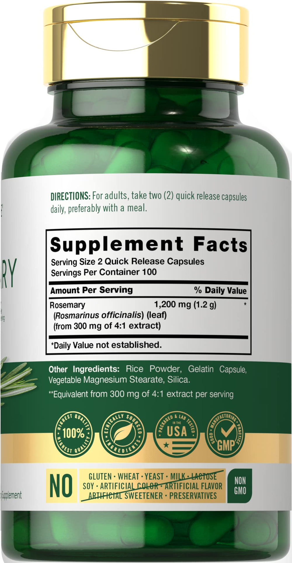 Carlyle Rosemary Capsules 200-count package for long-term daily use.
