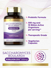 Carlyle Saccharomyces boulardii bottle side view showing clean packaging design.