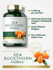 Carlyle Sea Buckthorn Oil Capsules dispensing shot suggests easy daily intake.