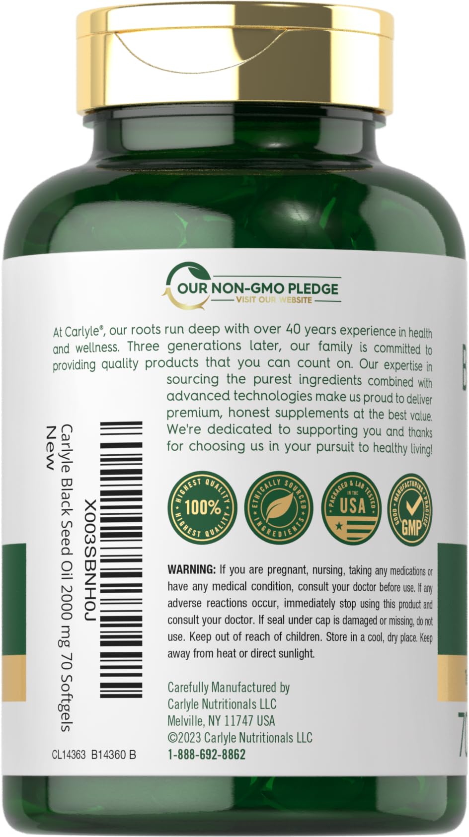 Carlyle softgels being poured to show easy-release design.