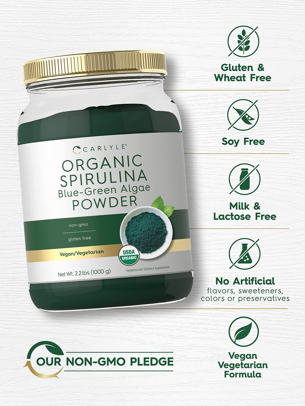 Pouring spirulina powder into a glass for a vibrant green drink.
