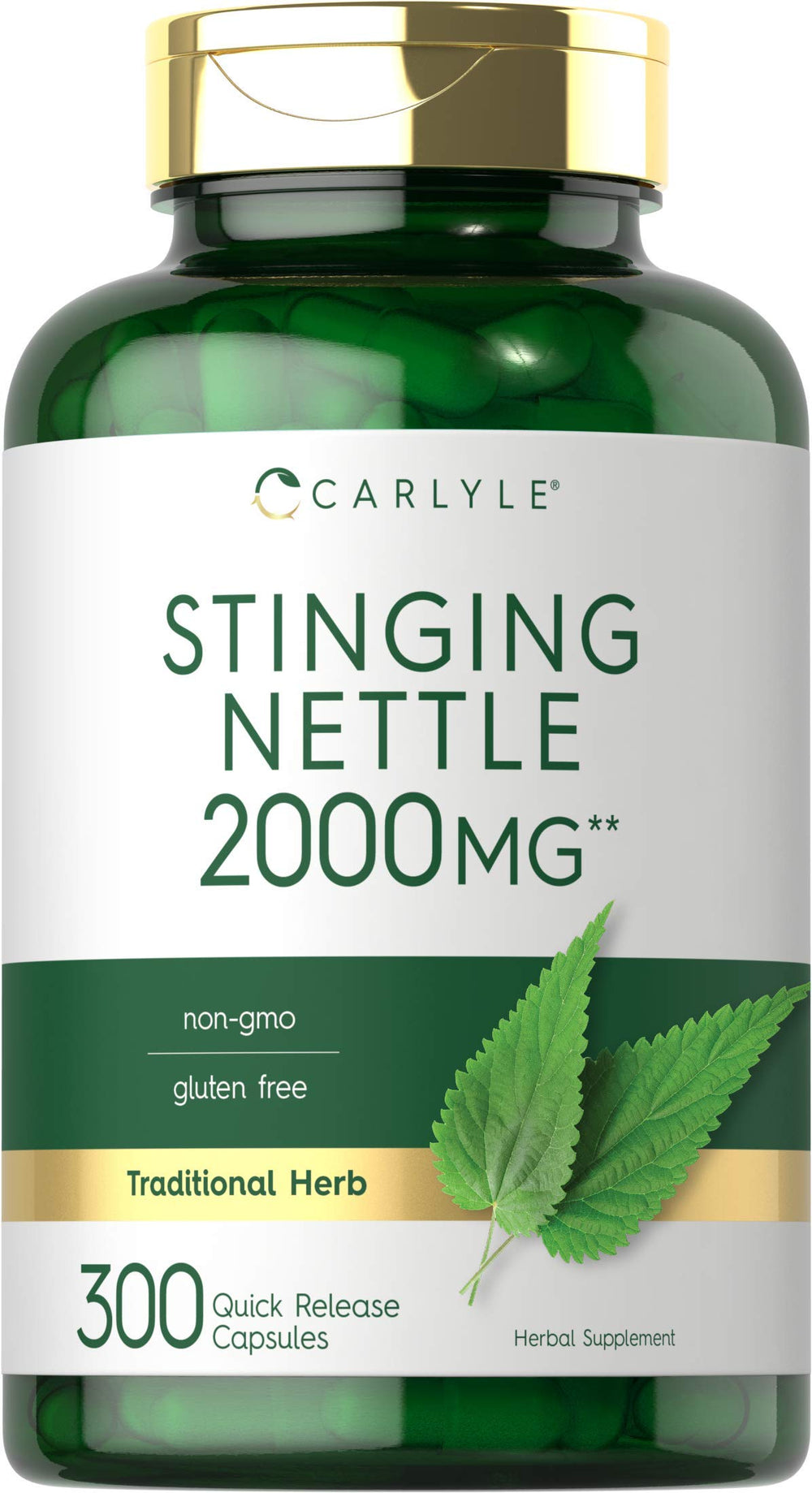 Carlyle Stinging Nettle Leaf Extract bottle with capsules for daily wellness.
