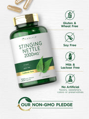 Gluten-free Carlyle nettle extract packaging appeals to dietary needs.