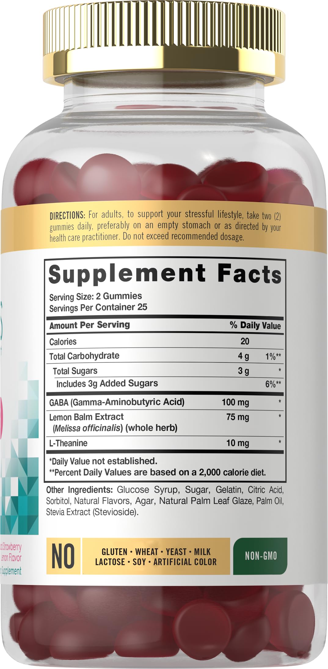 Close-up of Carlyle Stress Support gummies texture suggesting convenient mood support.