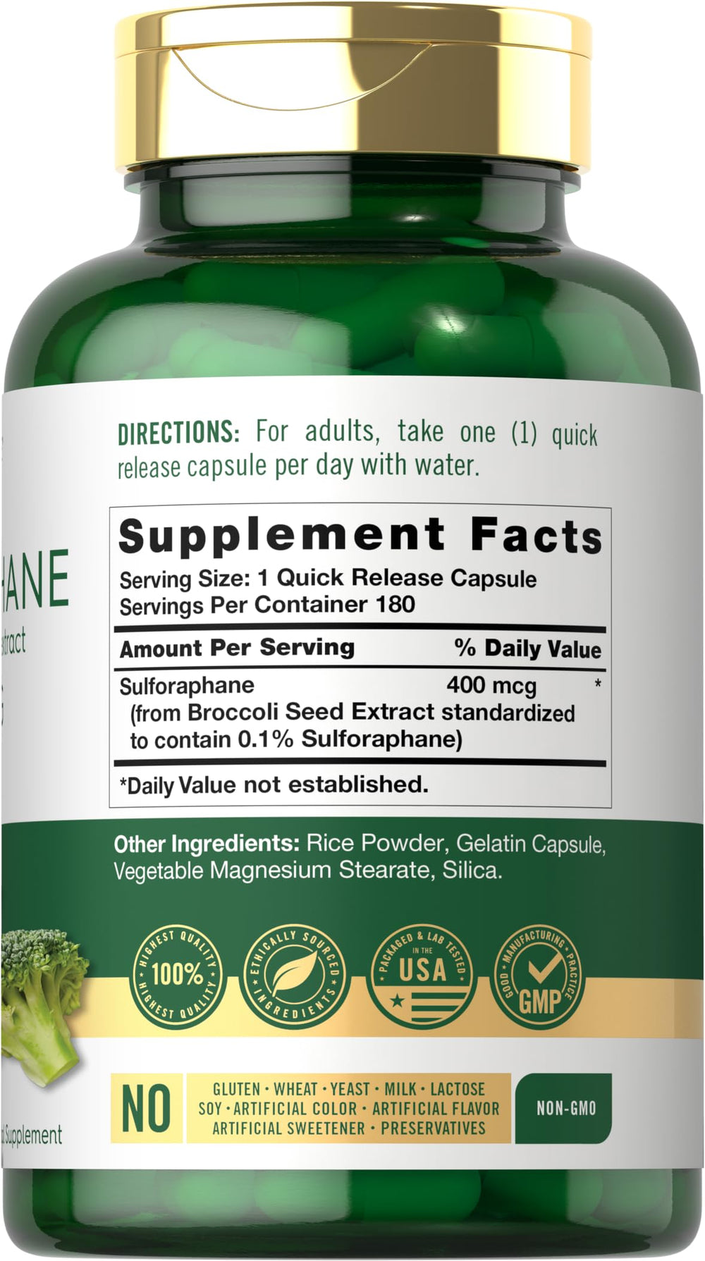Close-up of Carlyle Sulforaphane capsules for easy daily dosing
