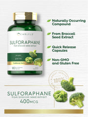 Gluten-free and non-GMO seal on Carlyle Sulforaphane packaging
