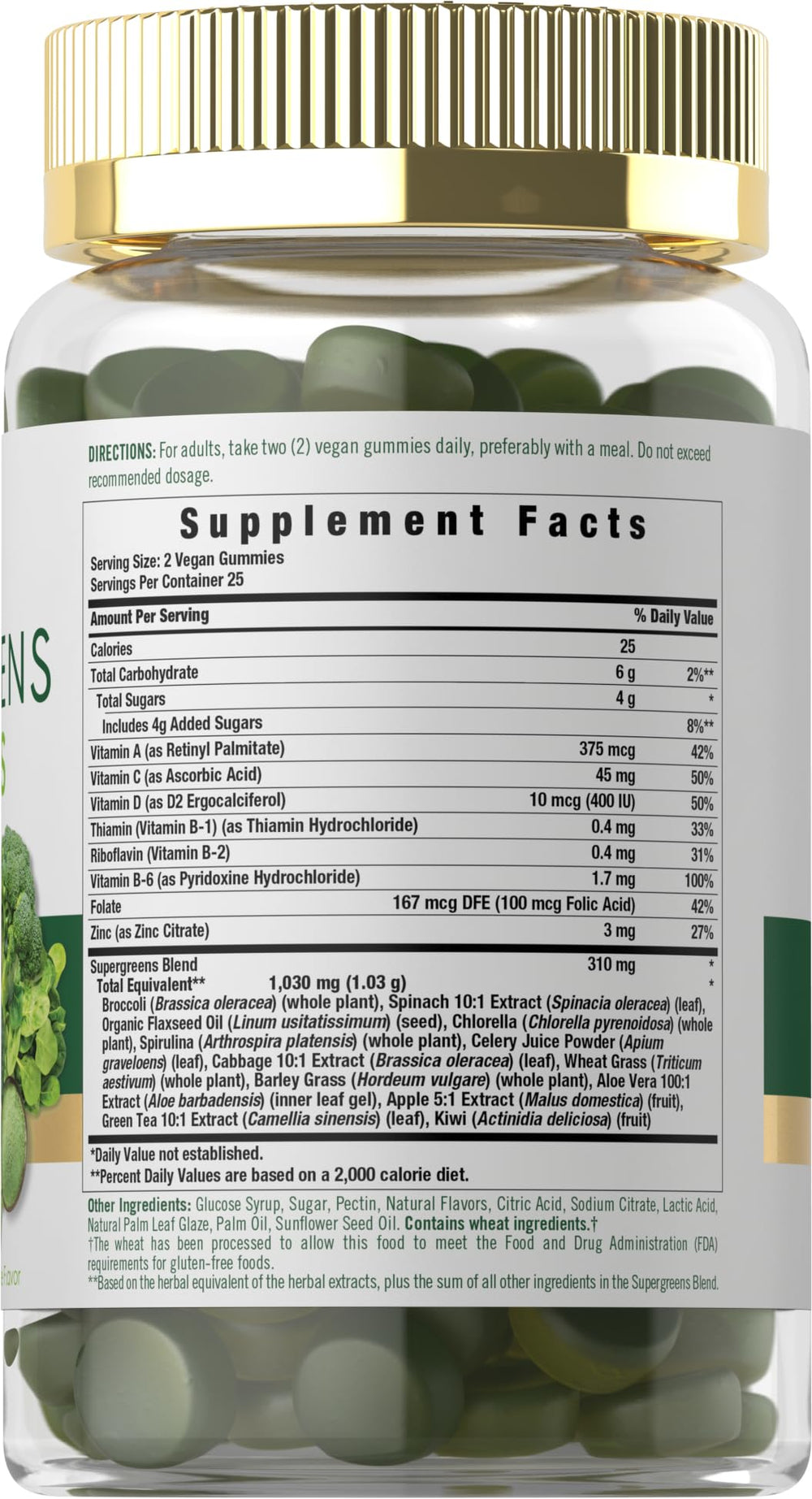 Close-up of wheat grass, spirulina, and spinach in Carlyle Supergreens ingredients.