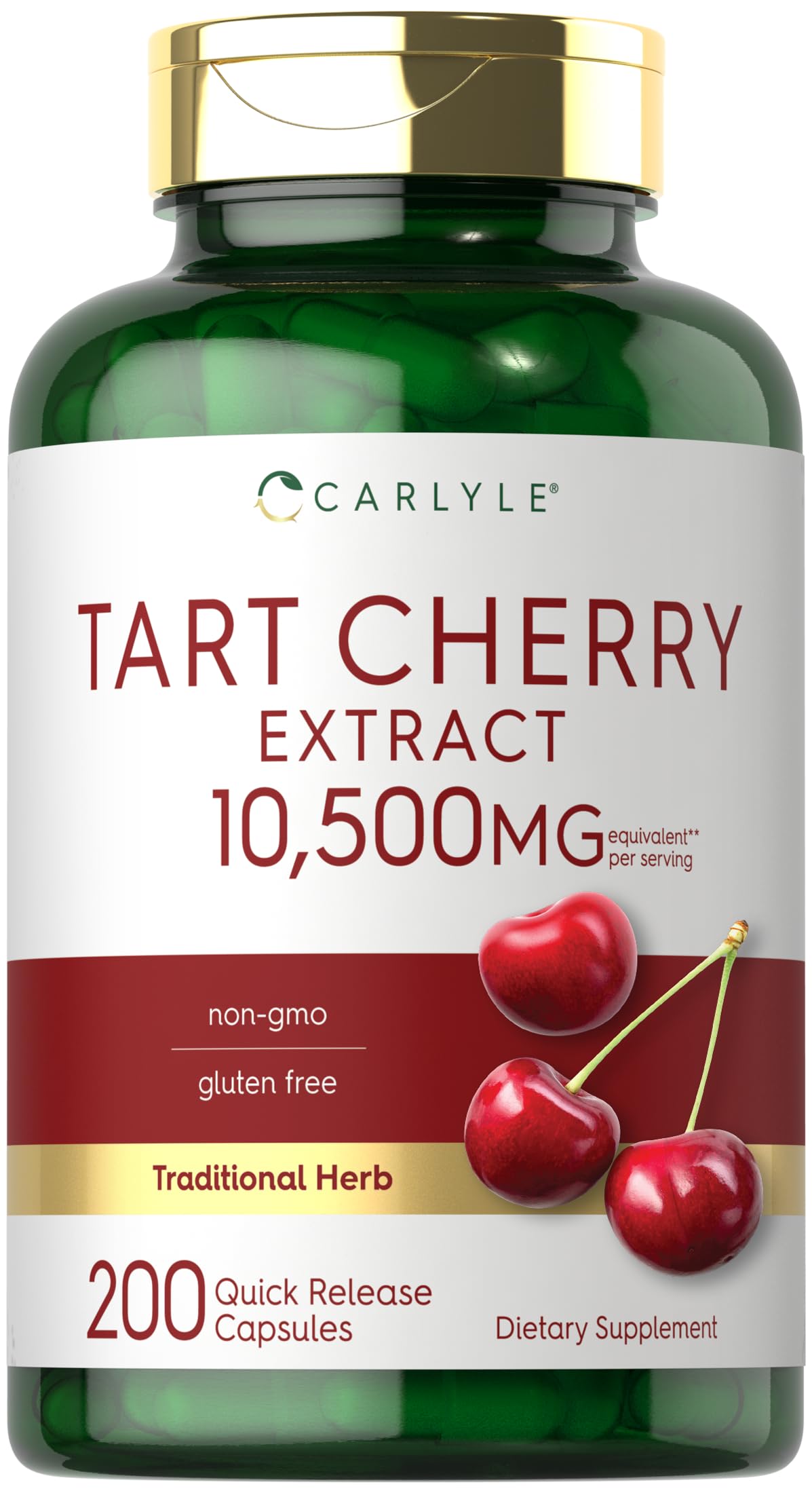 Carlyle Tart Cherry Capsules bottle, convenient daily wellness support.