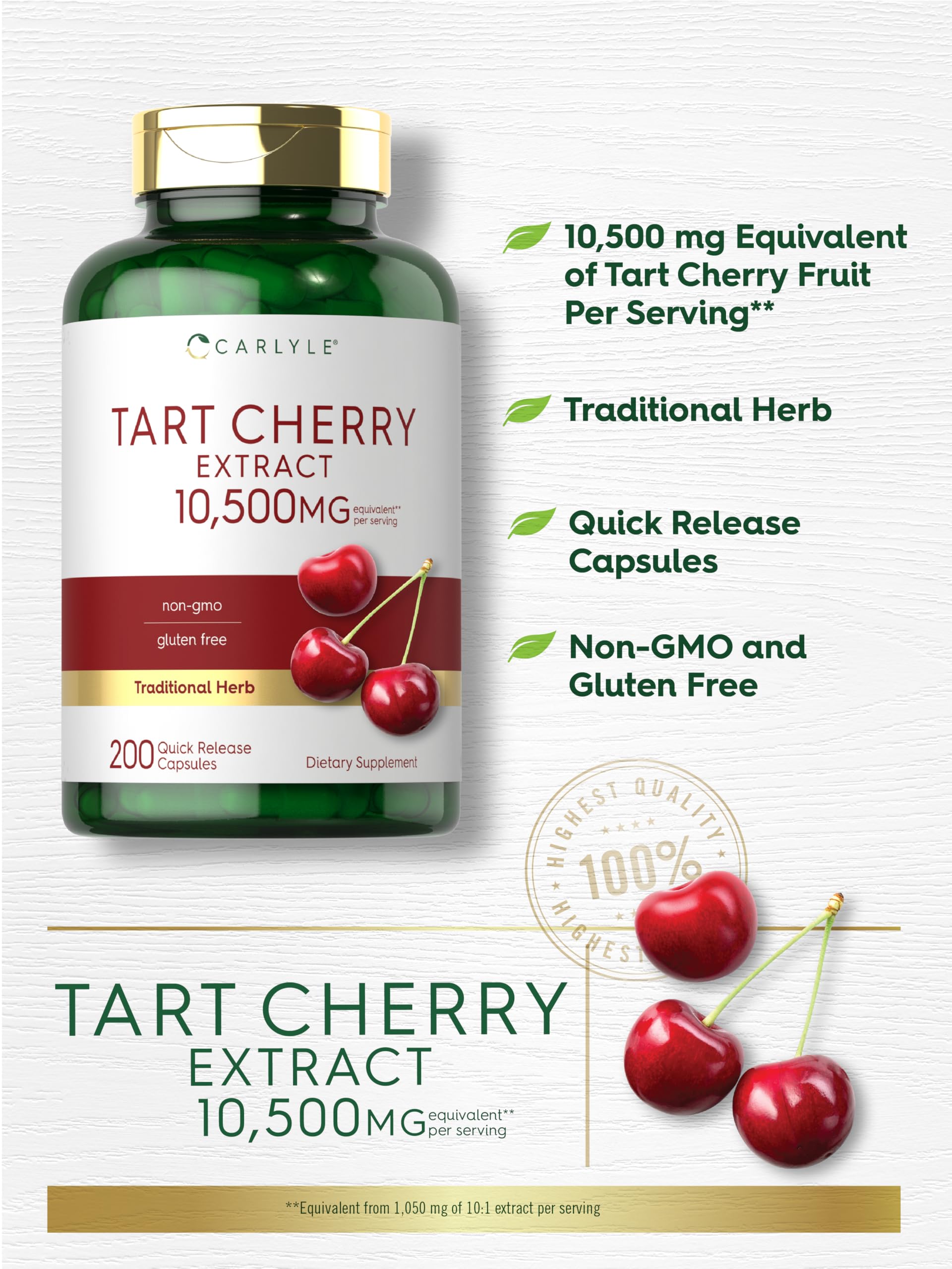 Carlyle Tart Cherry Capsules glass pour, daily supplement use.