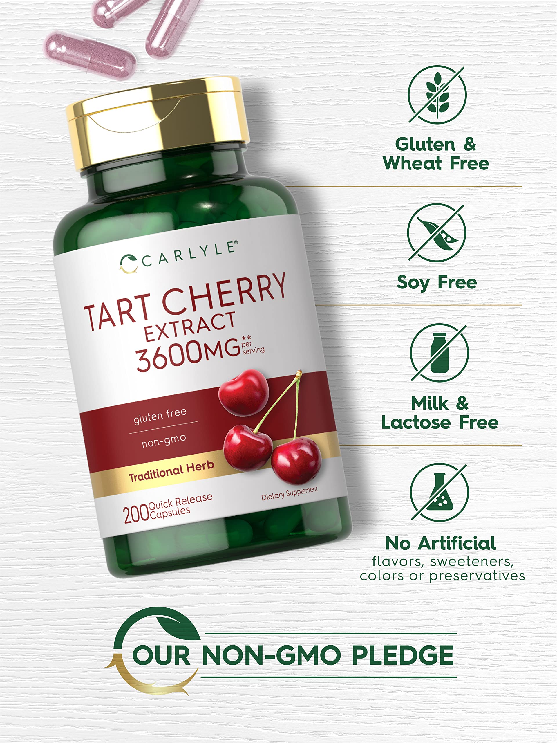 Carlyle Tart Cherry Extract capsules in hand for easy daily dosage