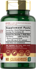 Carlyle Tart Cherry Extract label close-up showing traditional herb formula