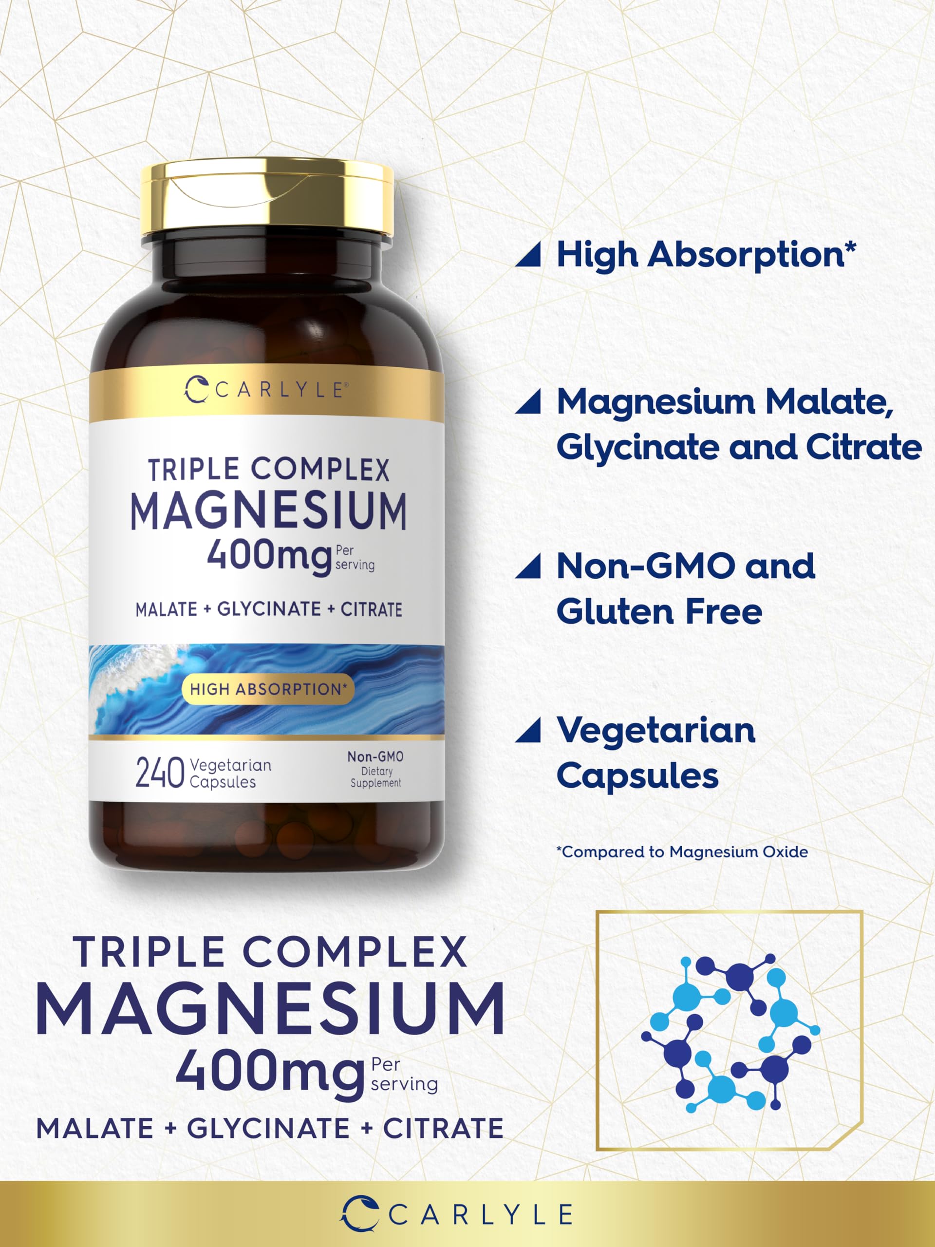 Open Carlyle bottle with capsules spilled, illustrating convenient daily supplementation.