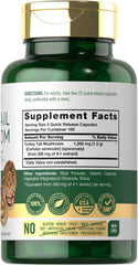 Close-up of Carlyle Turkey Tail label highlighting Non-GMO and gluten-free formulation