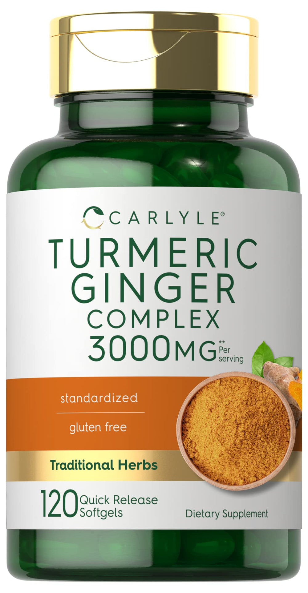 Carlyle Turmeric Ginger softgels bottle front for daily wellness support