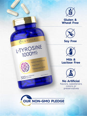 Carlyle Tyrosine packaging box emphasizing therapeutic grade quality.