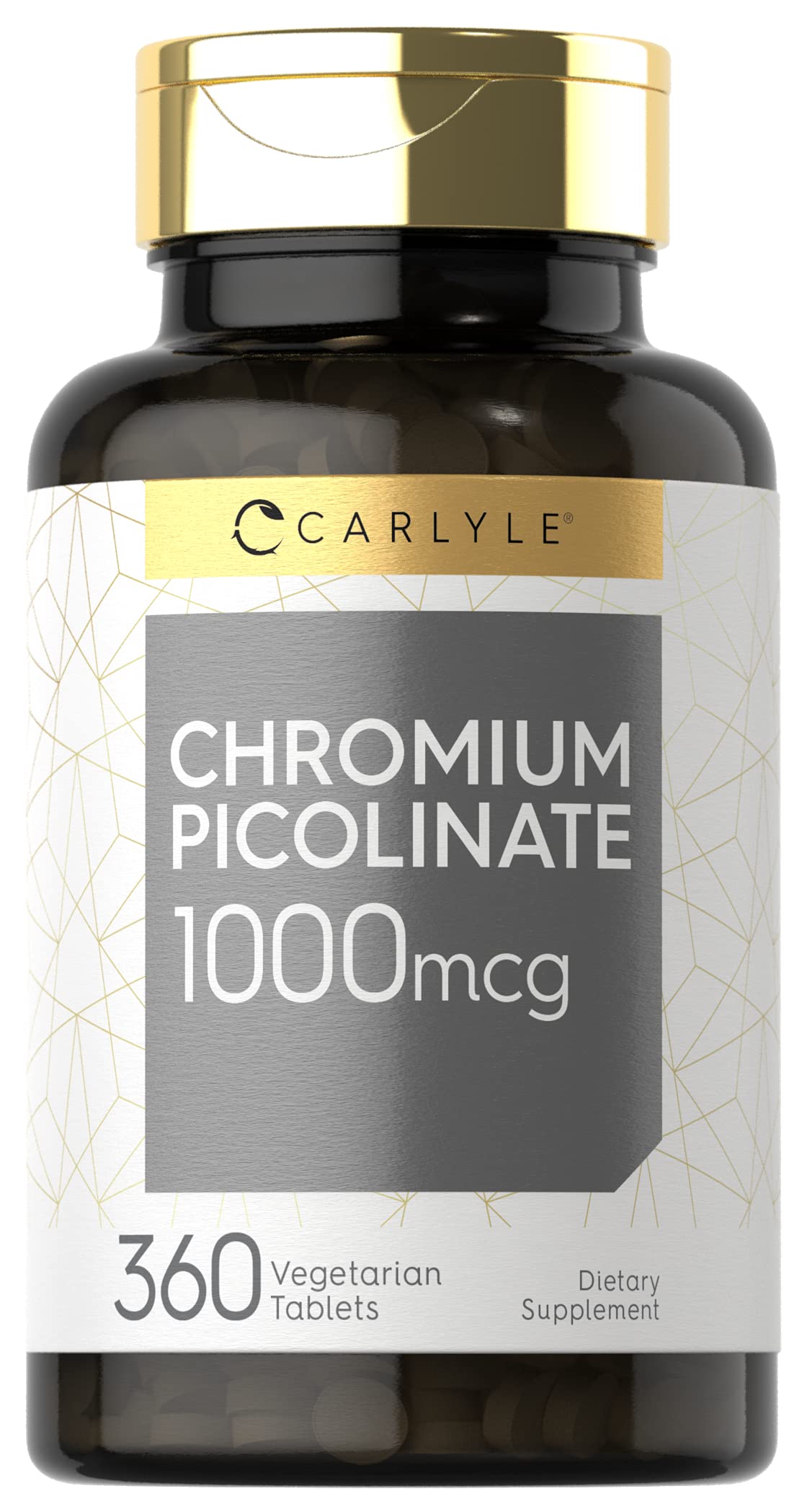 Carlyle Ultra Chromium Picolinate bottle front shows high-potency formula for everyday supplement use.