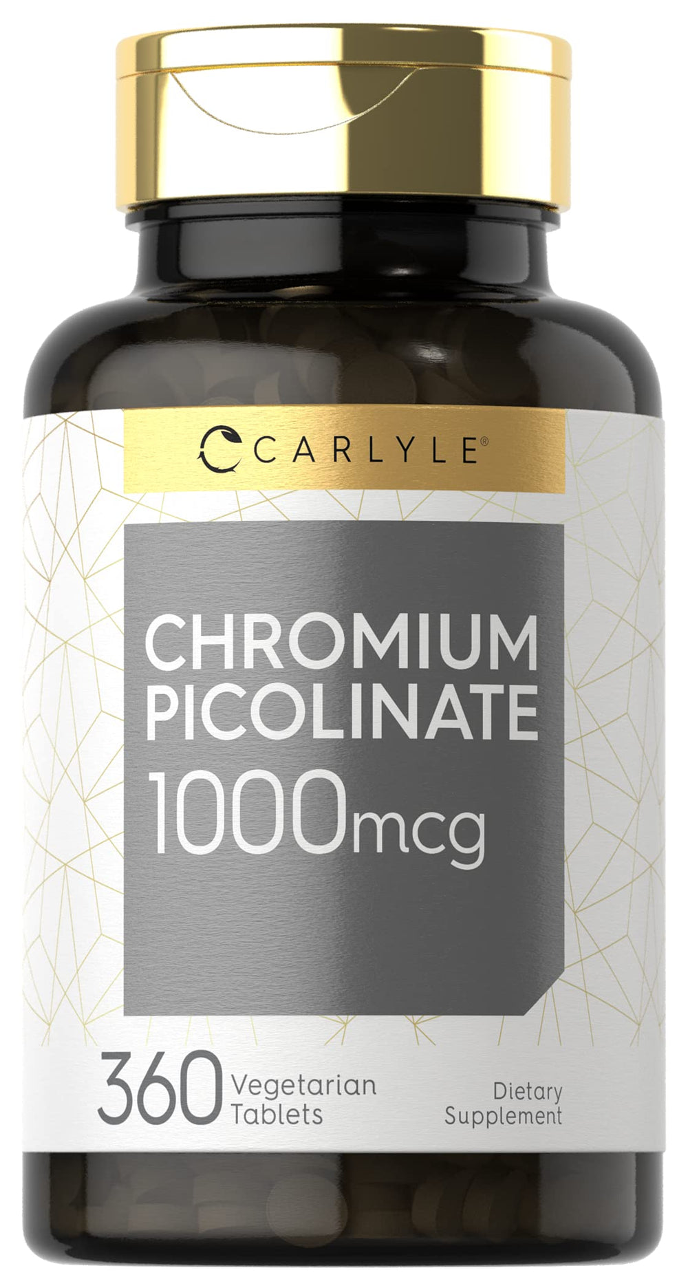 Carlyle Ultra Chromium Picolinate bottle front shows high-potency formula for everyday supplement use.