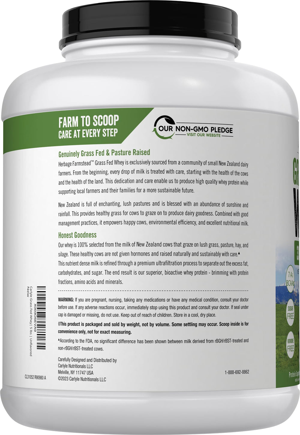 Carlyle unflavored whey protein powder ideal for versatile drinks