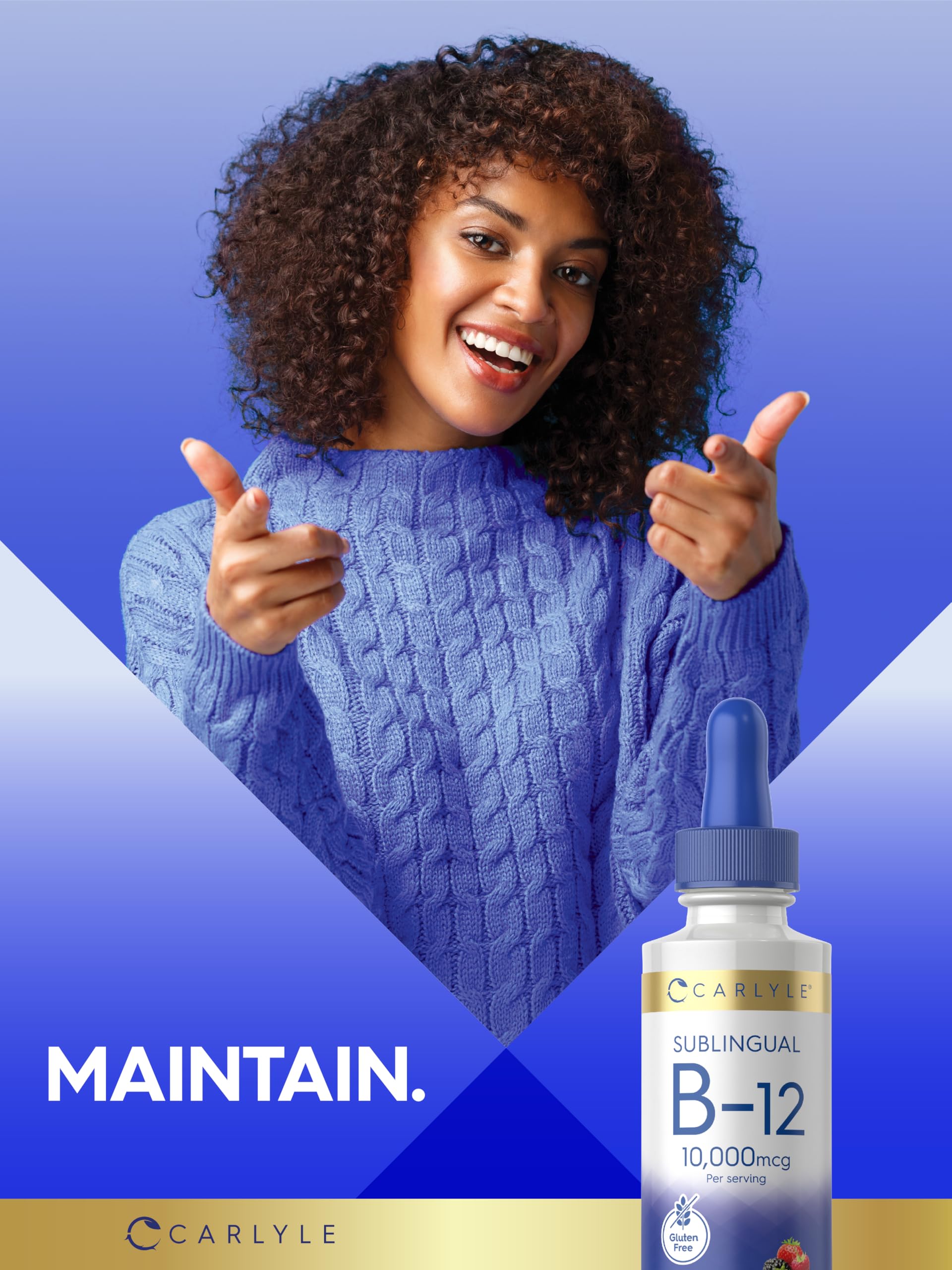 Front packaging of Carlyle Vitamin B12 sublingual drops in a two-bottle pack.