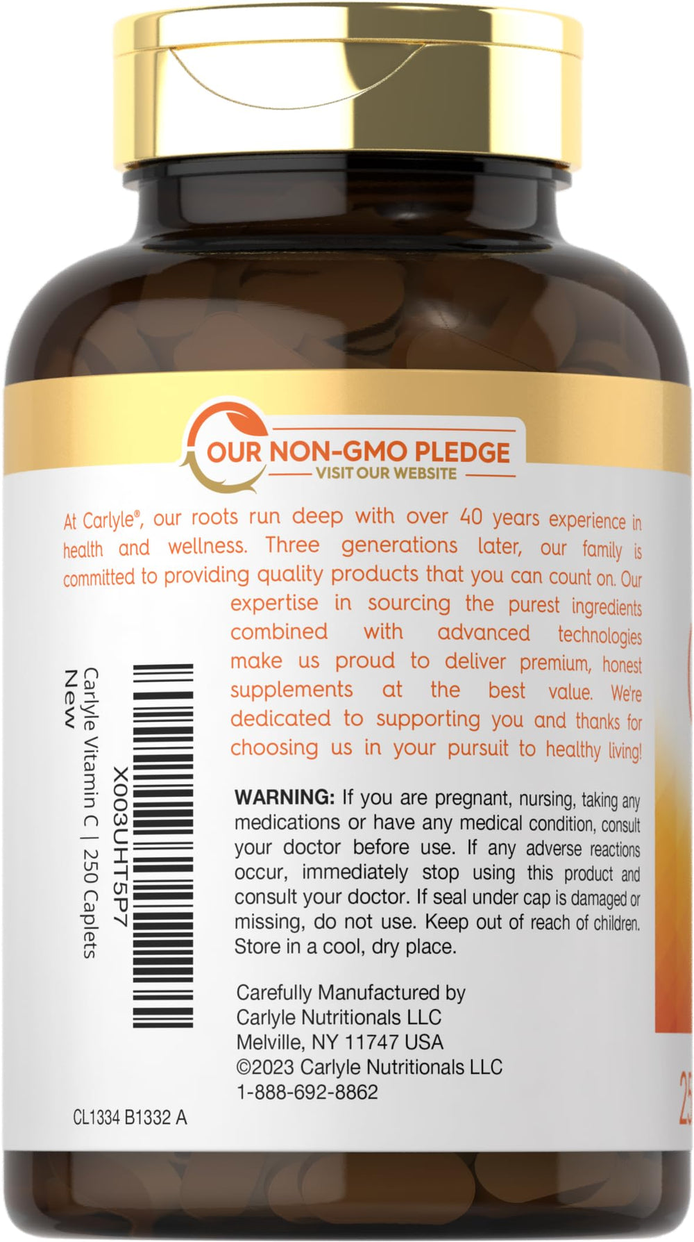 Capsules from Carlyle Vitamin C 1000mg caplets swirl in hand for daily vitamin C routine.