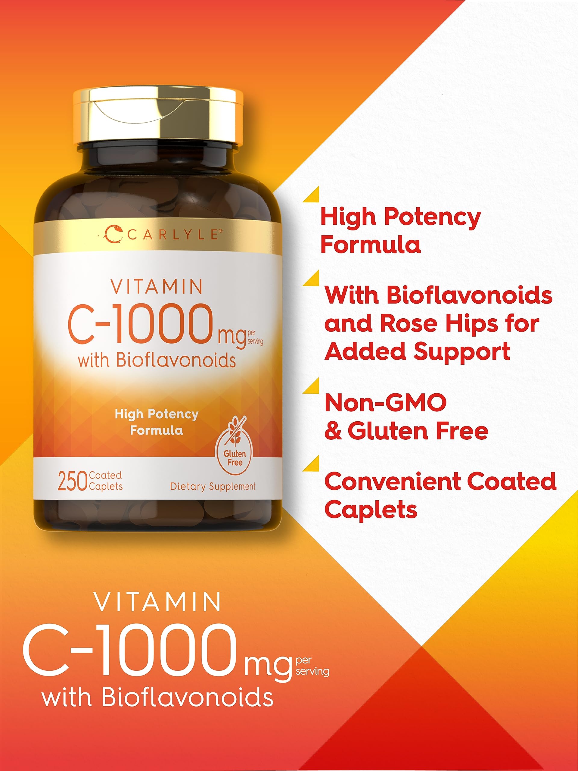 Rose hips visual with Carlyle Vitamin C 1000mg signaling natural antioxidant support.