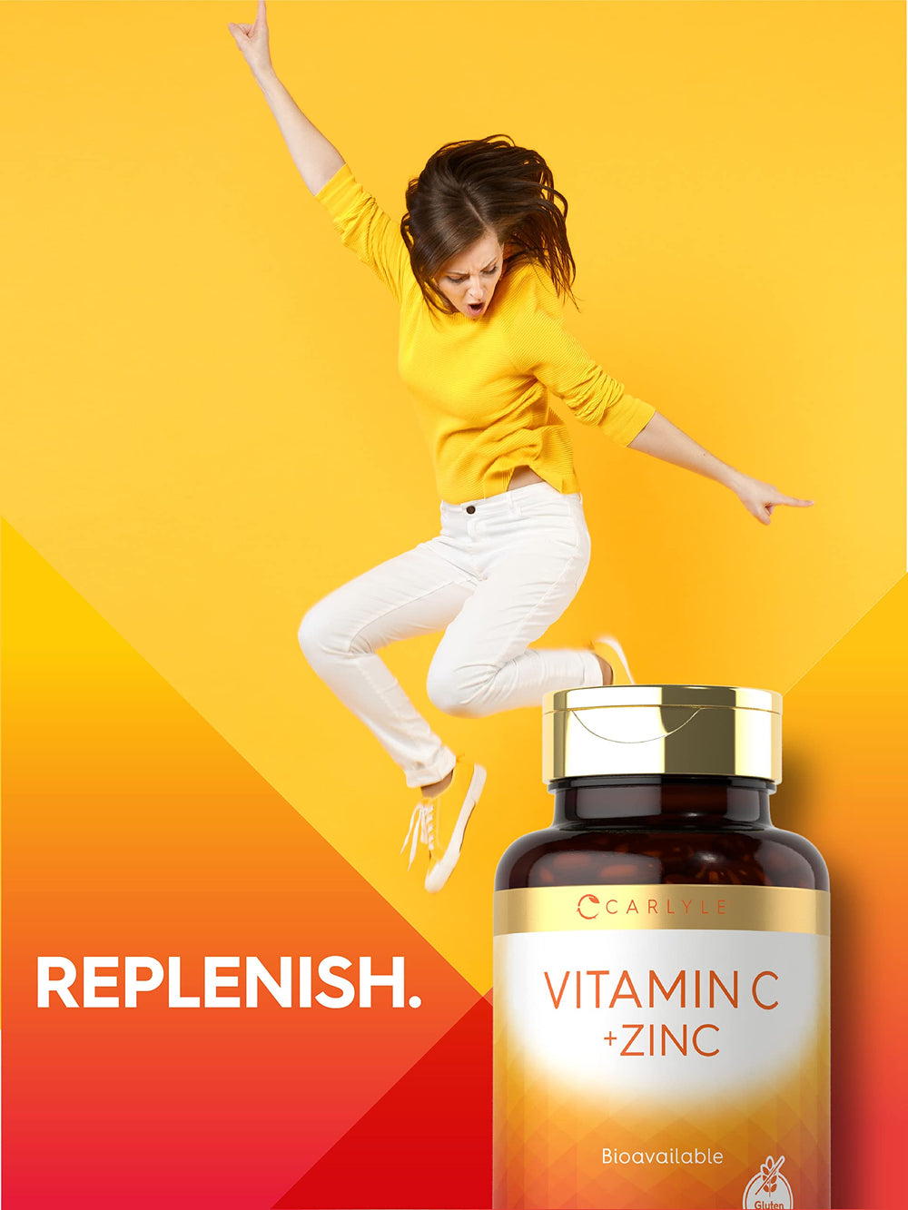 Bottle and nutrition facts from Carlyle Vitamin C with Zinc