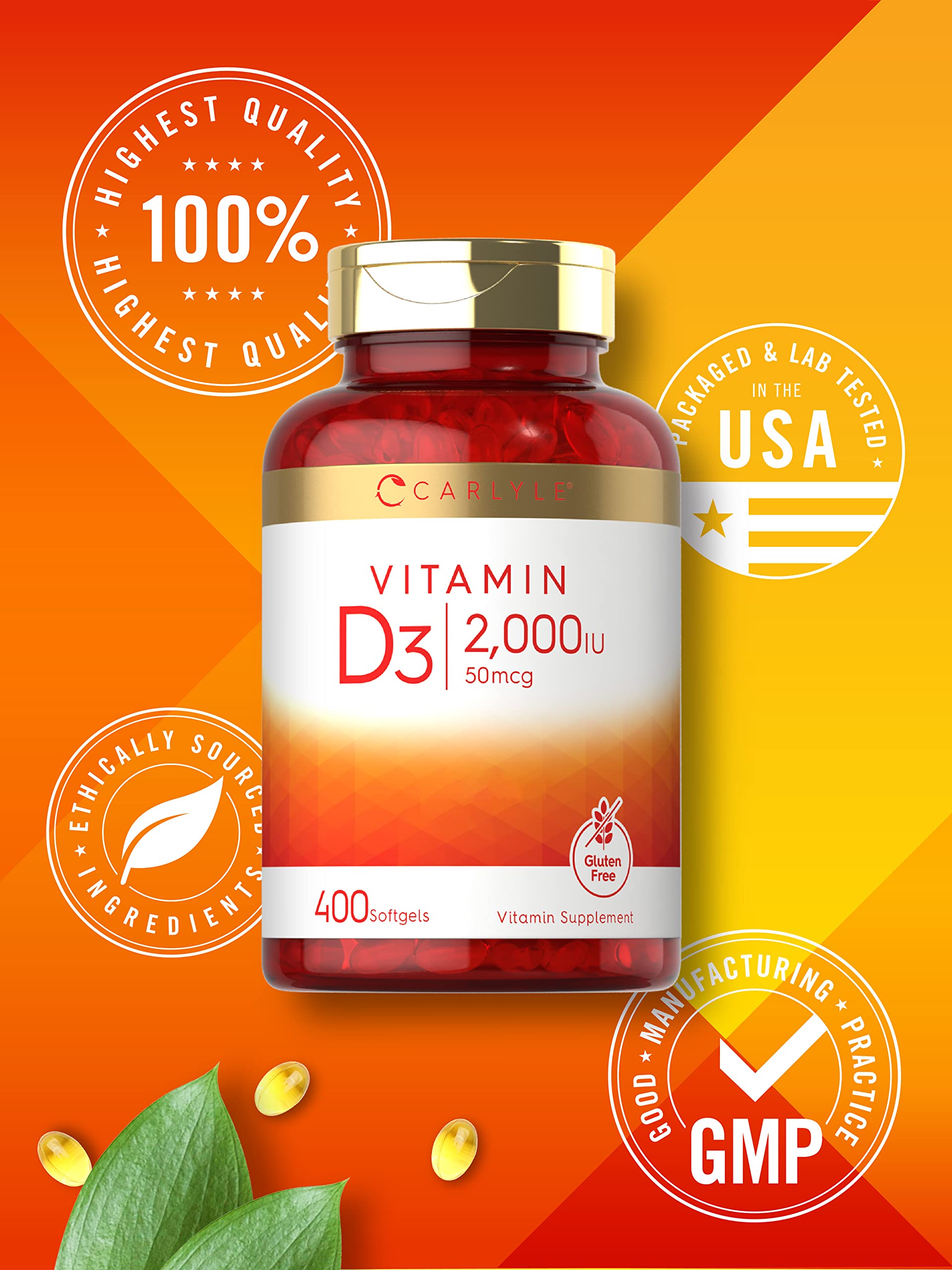 Carlyle packaging box for Vitamin D3 2000IU softgels