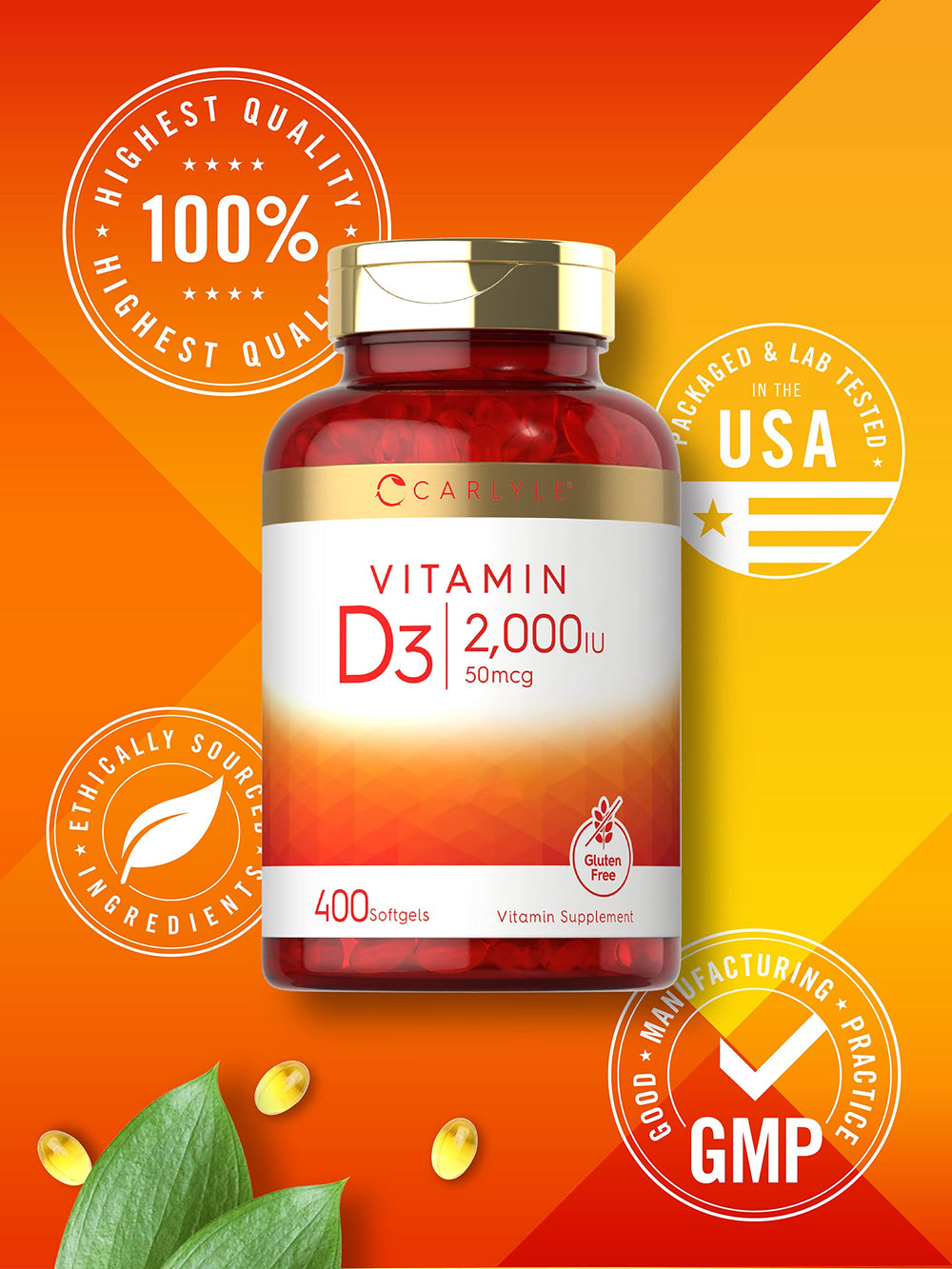 Carlyle packaging box for Vitamin D3 2000IU softgels