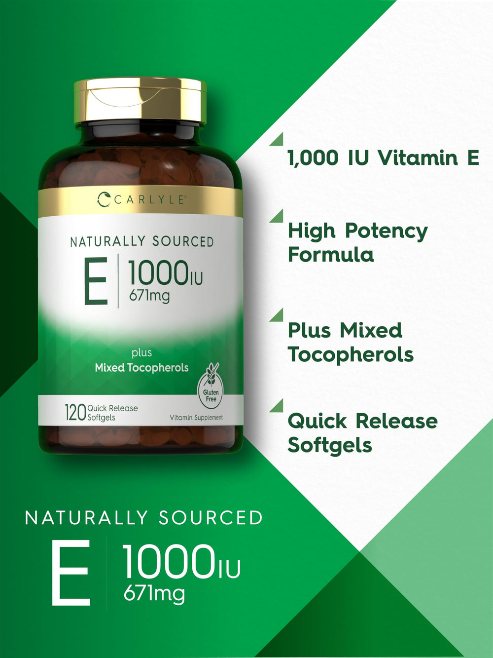 Closeup of Carlyle Vitamin E 1000 IU softgels texture.