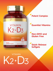 Carlyle Vitamin K2 D3 label detail shows MK-7 and D3 per serving