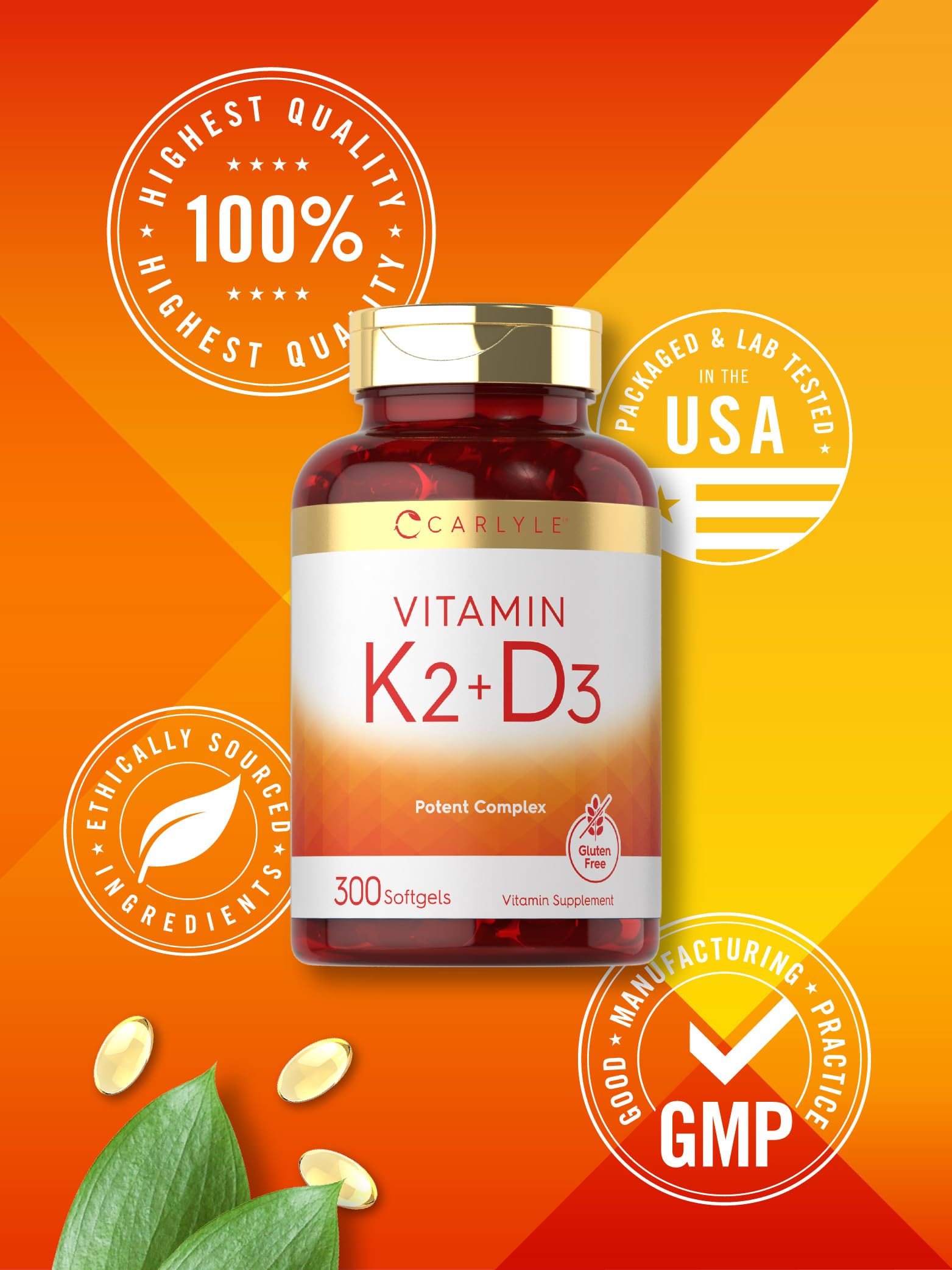 Pack of 2 Carlyle K2 D3 bottles illustration