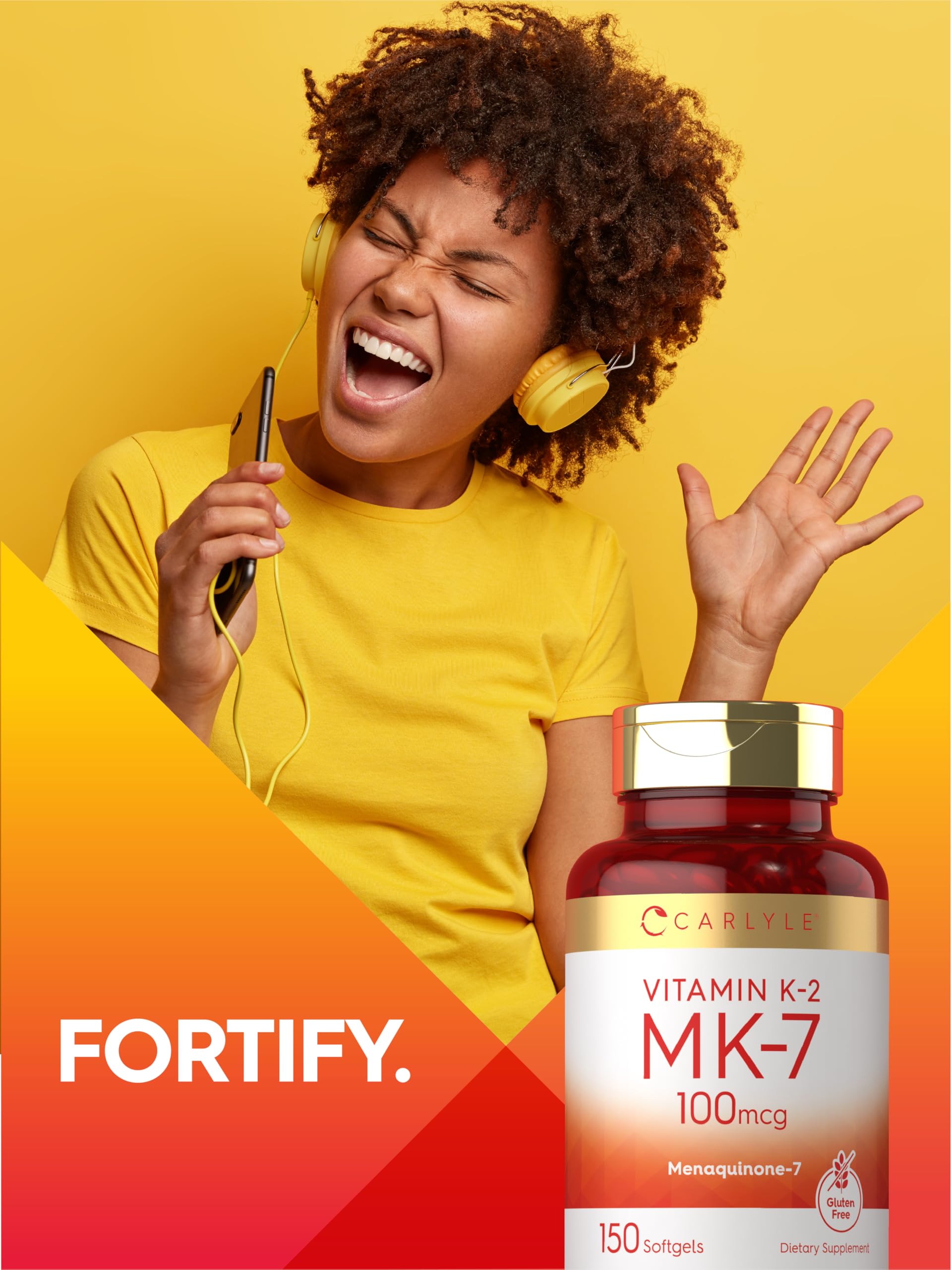 Carlyle Vitamin K2 MK7 daily use scene suggests a simple wellness routine