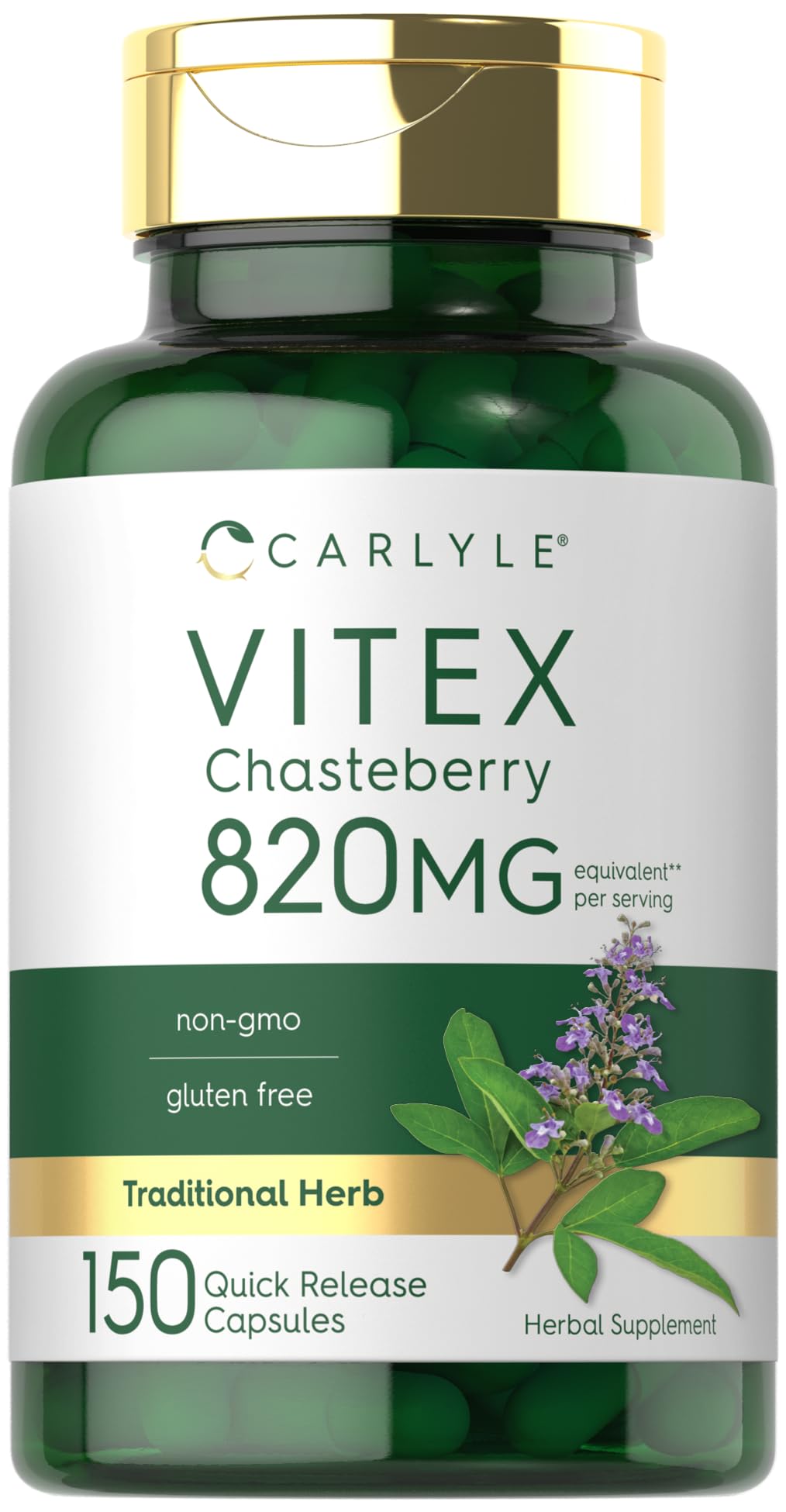 Carlyle Vitex chasteberry bottle front for daily women's support.