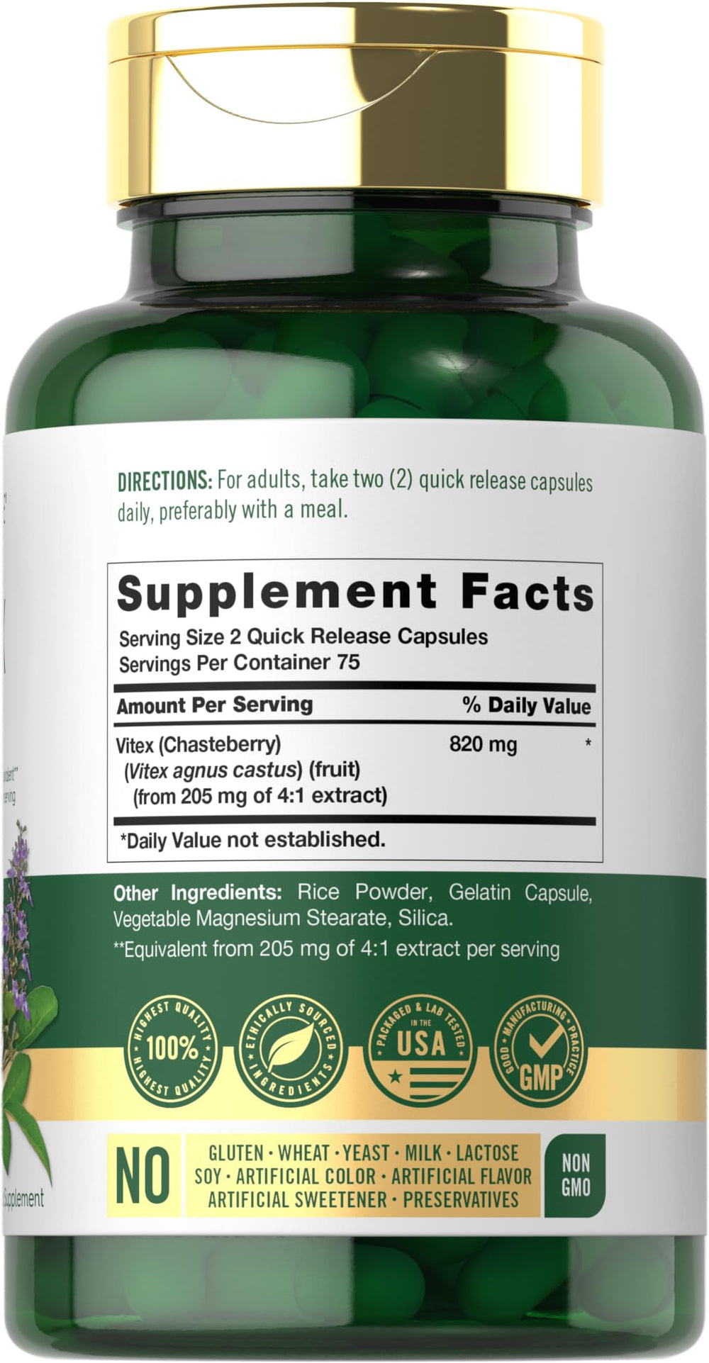 Carlyle Vitex capsules closeup emphasizing quick-release potency.