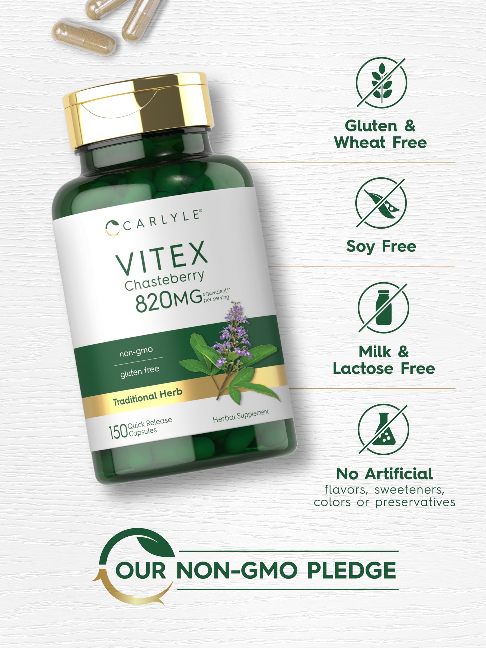 Carlyle Vitex per capsule reveals high potency at 820 mg.
