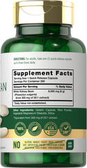 Carlyle White Kidney Bean bottle back nutrition facts highlight potency and serving details.
