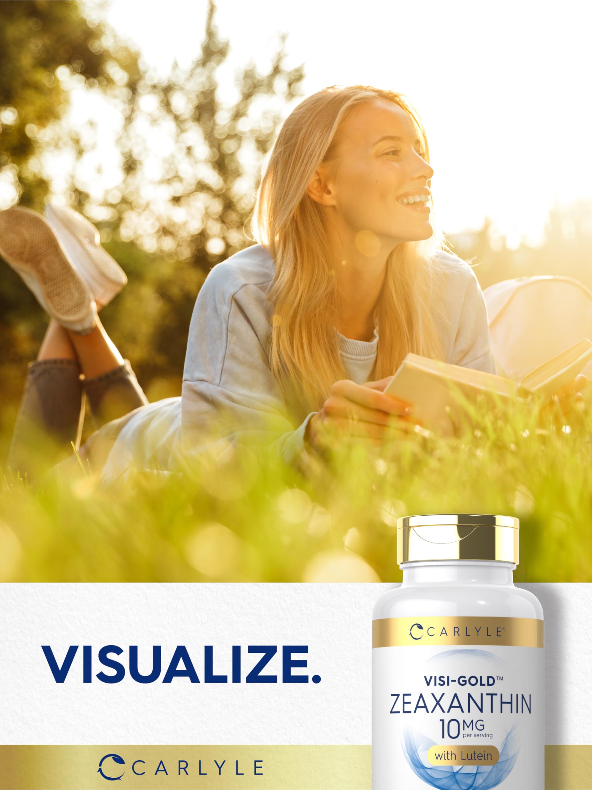 Carlyle Zeaxanthin 10mg softgels brand logo visible on bottle