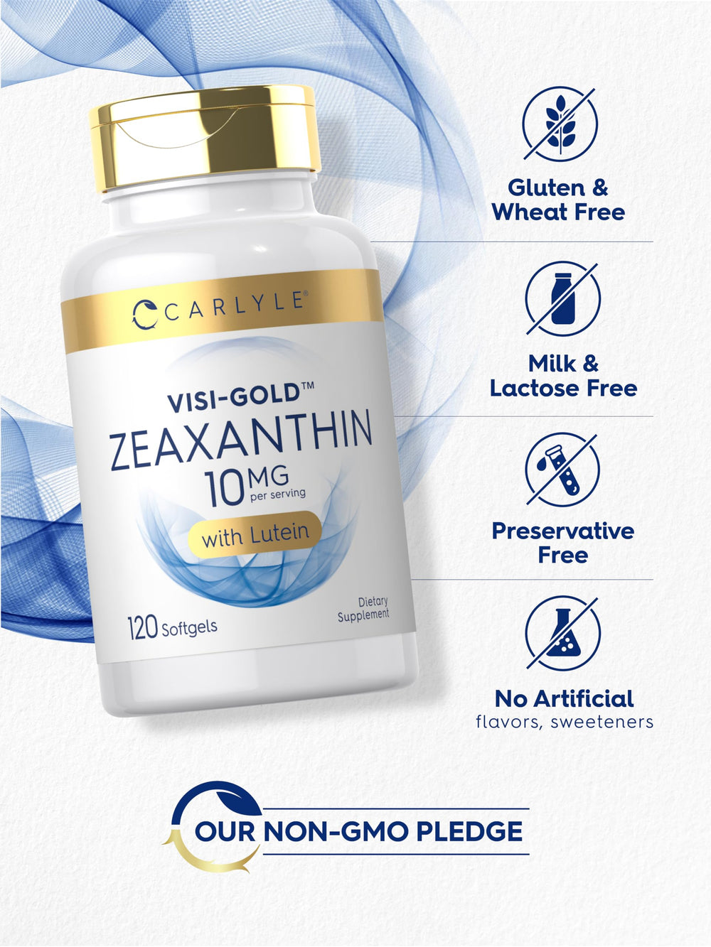 Carlyle Zeaxanthin 10mg softgels nutrition facts panel with clear ingredient details
