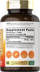 Carlyle Zinc 50mg bottle close-up showing zinc gluconate source