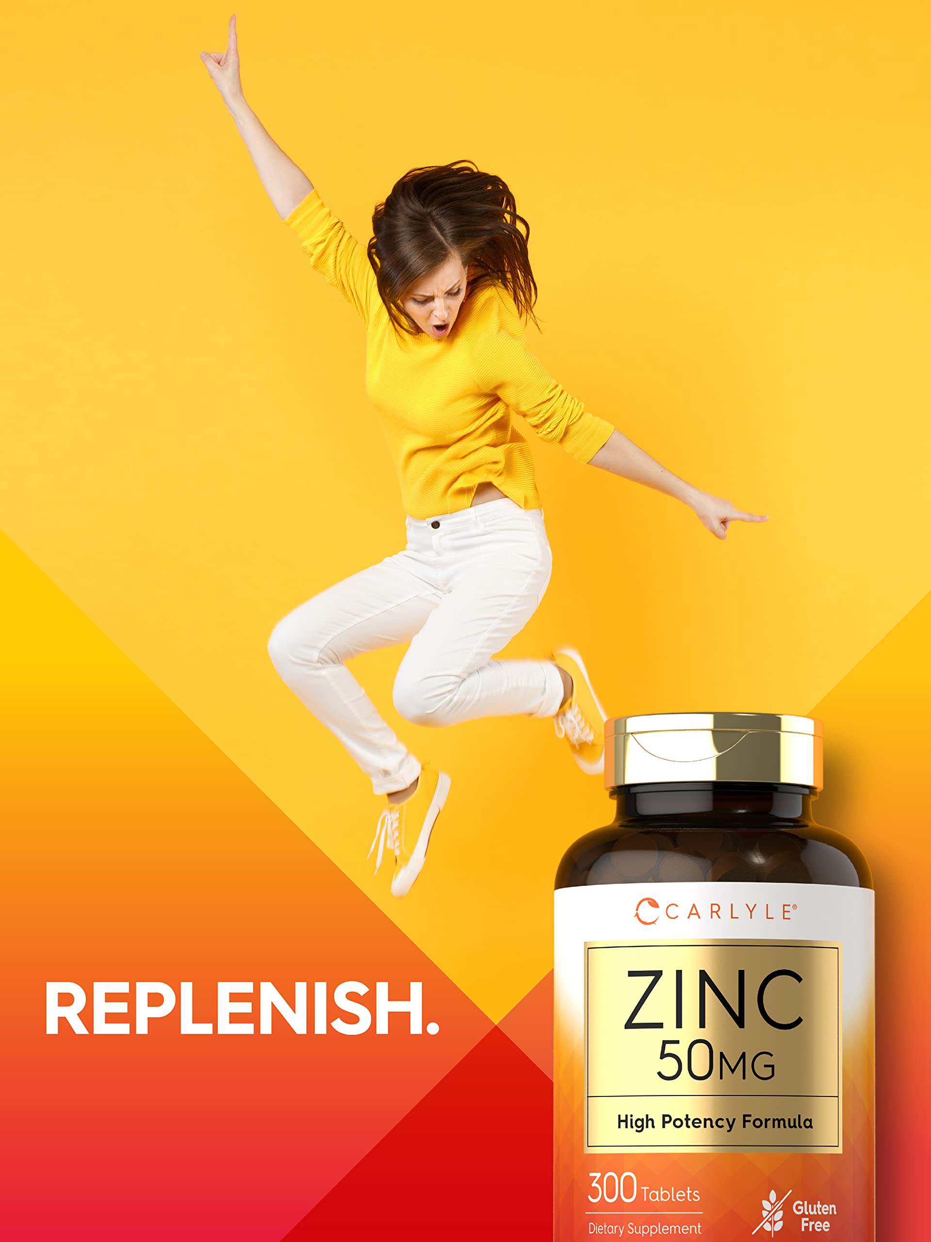Carlyle zinc 50mg supplement bottle showing vitamin-like daily routine