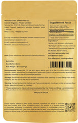 CARMEL ORGANICS Triphala powder texture close-up for smooth mixing.