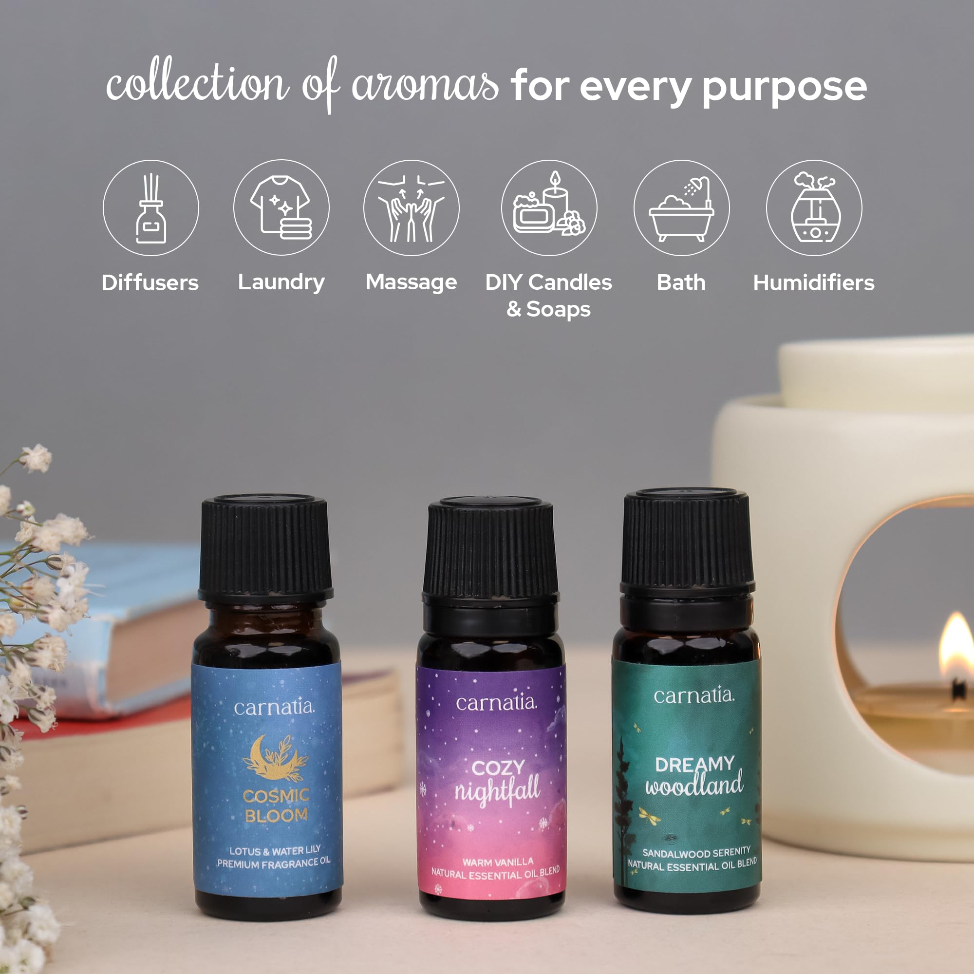 Carnatia Starry Spell meditation space shows tranquil aroma for focus