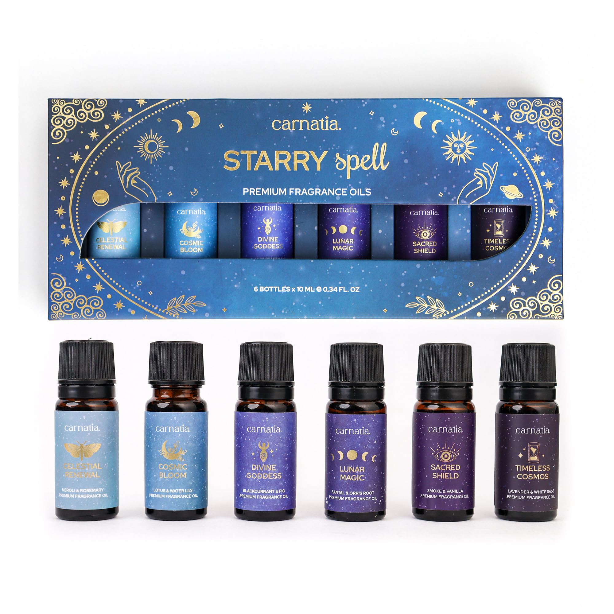 Carnatia Starry Spell set in a diffuser bottle creates a calming ambience