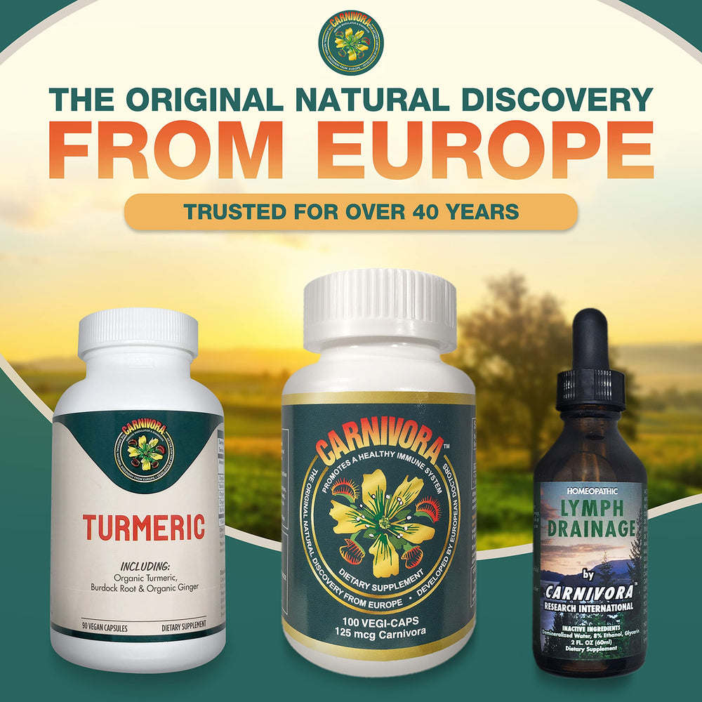 Carnivora Turmeric ingredients list highlighting curcumin and piperine for absorption.