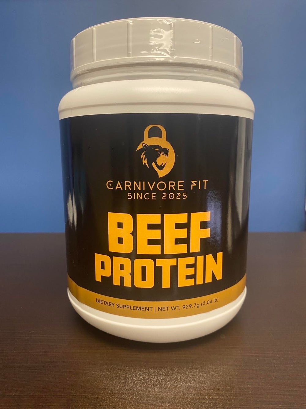 Carnivore Fit Beef Protein Powder bottle for convenient daily protein boost.