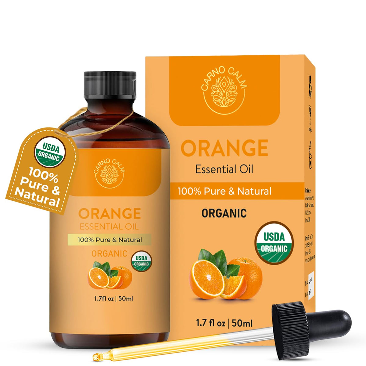 Carno Calm Sweet Orange Oil bottle ready for diffusion and DIY blends.