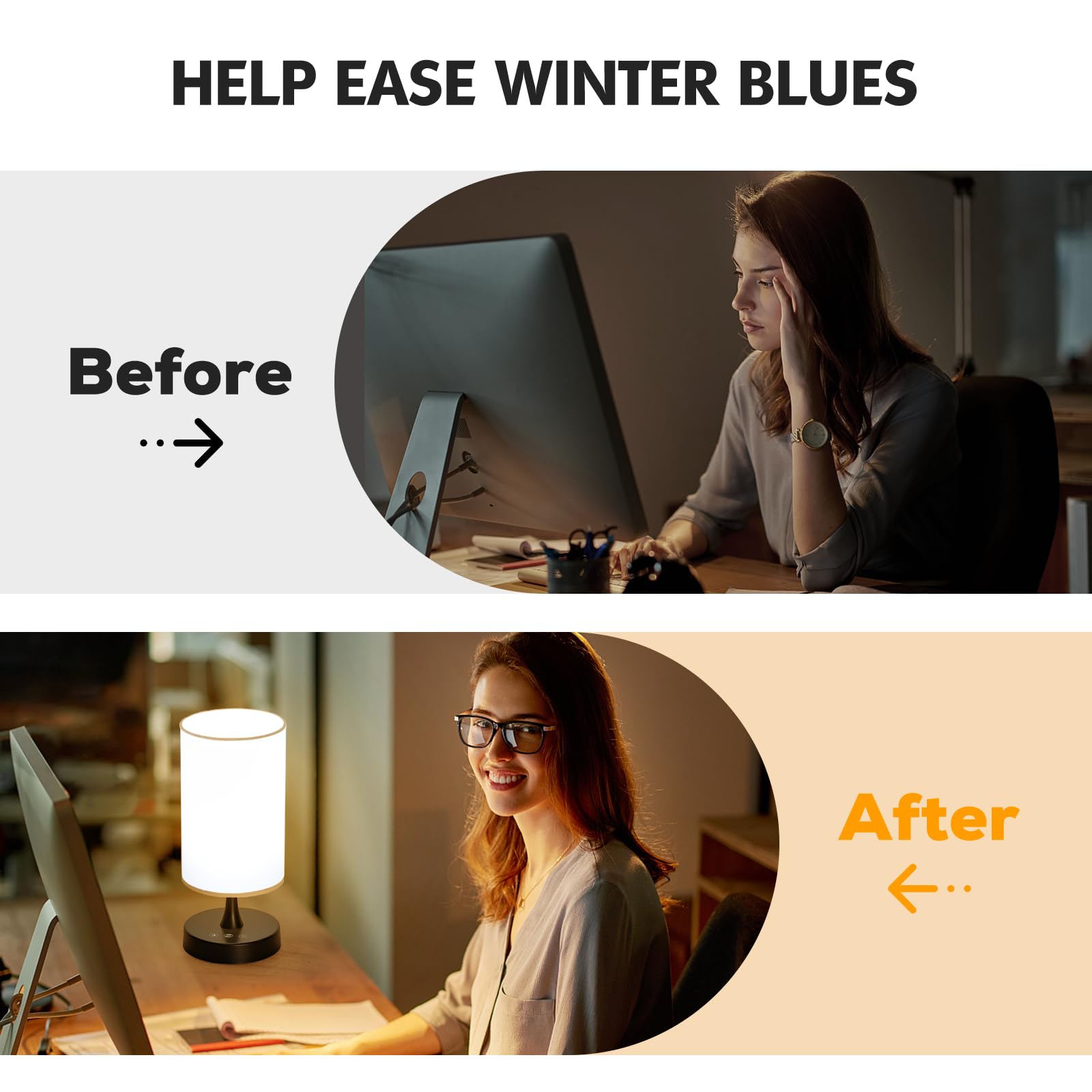 Caromolly light therapy lamp remote control in use for convenient brightness changes.