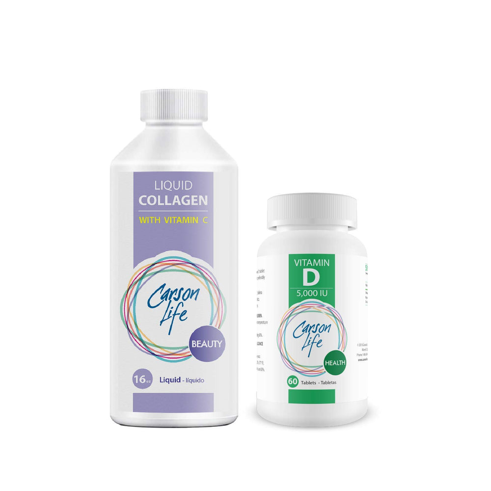 Carson Life liquid collagen bottle pour for skin hydration and glow.